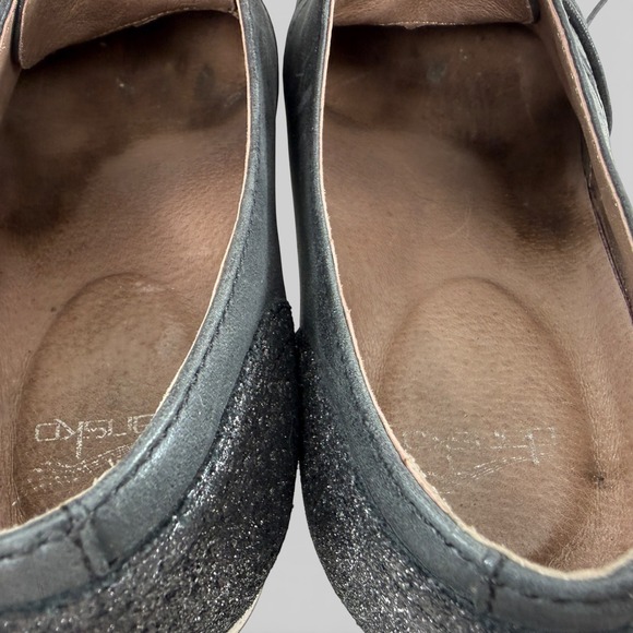 Dansko Louis Lace Up Oxford Shoes Size 40 / 9.5 Gray Leather Metallic Block Heel - Picture 10 of 10